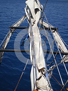 The bow of the ship overlooking the Mediterranean Sea photo