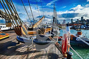 Bow and standing rigging of square rigged ship