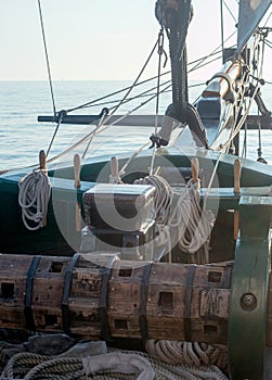 Bow of a tall ship on Lake Michigan