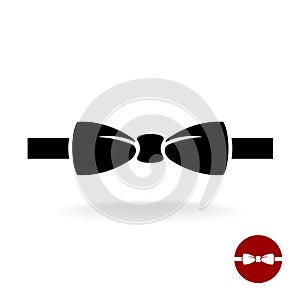 Bow tie black vector icon with ribbon.