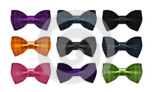 Bow tie collection. Bowtie, necktie symbol or icon. Vector illustration