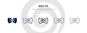 Bow tie icon in different style vector illustration. two colored and black bow tie vector icons designed in filled, outline, line