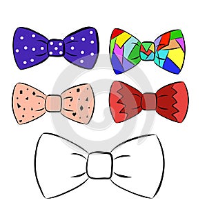 Bow tie set - vector illustration isolated on white background