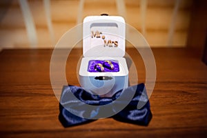 Bow tie and Wedding rings. Wedding decoration