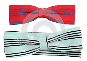 Bow ties with stripes, red and light blue
