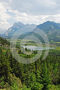 Bow valley and mountains photo