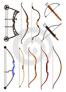 Bow weapon vector cartoon set icon. Vector illustration longbow on white background. Isolated cartoon set icon bow