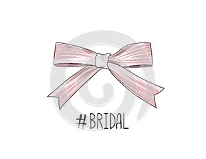 Bow wed sign. Gentle cream bow isolated. Bride team icon
