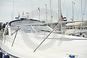 The bow of the yacht and control cabin