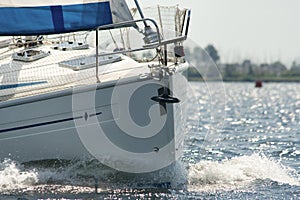 Bow of a yacht under sail