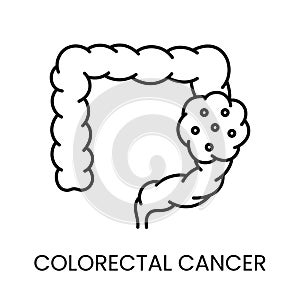 Bowel cancer line icon vector oncological disease. photo