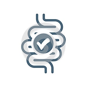 Bowels or intestines with checkmark icon photo