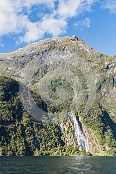 Bowen Falls. Milford Sound. Fiordland national park, South island, New Zealand