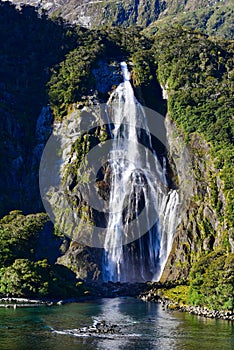 Bowen Falls, tallest waterfall in Milford Sound
