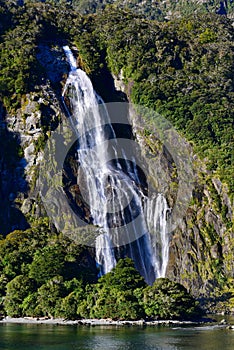 Bowen Falls, tallest waterfall in Milford Sound, New Zealand