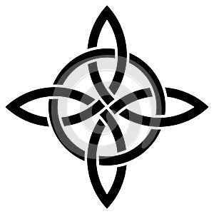 Bowen knot in black. Celtic symbol known as true lover\'s knot. Isolated background.