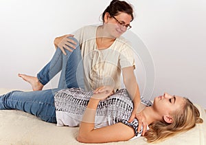 Bowen therapy of a young woman