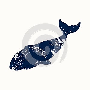 Bowhead Whale. Balaena mysticetus. Whale isolated on a light background. Logo for your design. Ink.