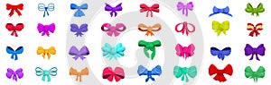 Bowknots icons set vector. A row of colorful bows with different colors and patterns photo