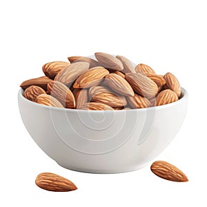 A Bowl of Almonds with Two Almonds in the Foreground
