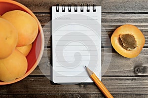 Bowl with apricots fruit