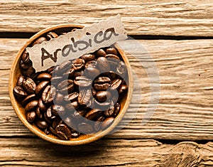 Bowl of Arabica coffee beans