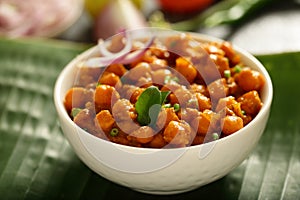 Bowl of Authentic channa masala from Indian cuisine.