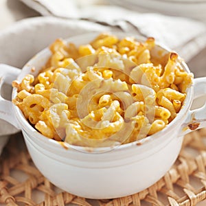 Bowl of baked macaroni and cheese