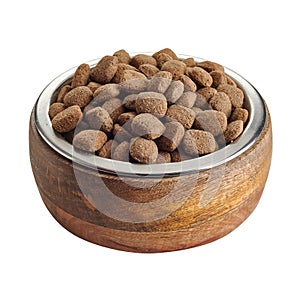 Bowl of balanced nutritious dried pet pellets