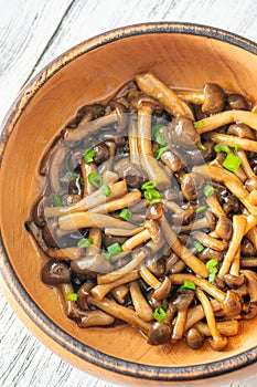 Bowl of beach mushrooms