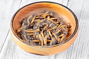 Bowl of beach mushrooms