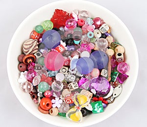 Bowl of beads and buttons