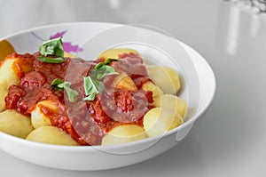 Bowl of beef stew and potatoes