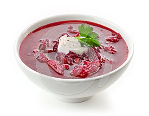 Bowl of beet root soup borsch