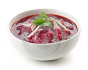 Bowl of beet root soup borsch