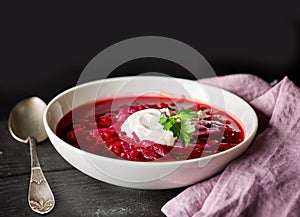 Bowl of beet root soup borsch