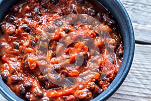 Bowl of black bean chili