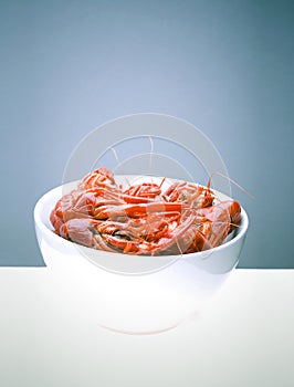 Bowl of boiled crayfish