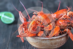 Bowl of boiled crayfish
