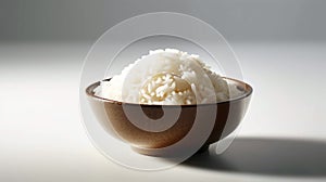 bowl of boiled rice isolated on white background