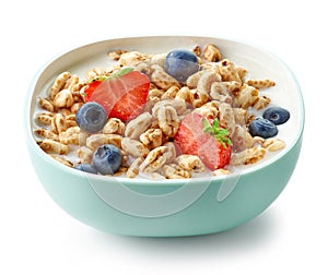 Bowl of breakfast cereal honey grains