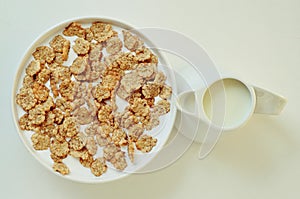 Bowl with breakfast cereals soaked in milk
