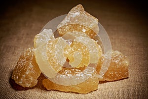 Bowl of brown rock sugar