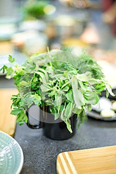 A bowl with a bunch of fresh greens