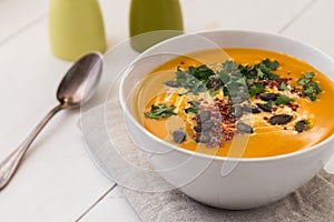 Bowl of butternut squash soup