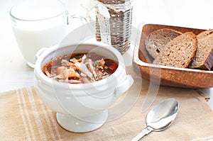 Bowl of cabbage tomato soup