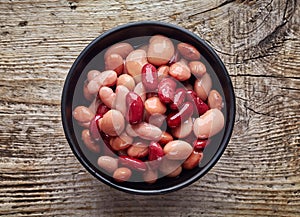 Bowl of canned beans from above