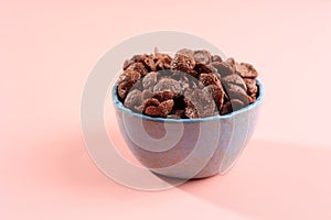 A Bowl of Cereal with Chocolate Flavour for Children Breakfast