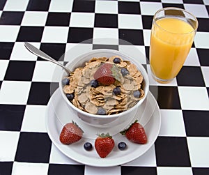 Bowl of cereal with fresh fruit