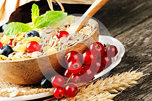 Bowl with cereals and fresh berries